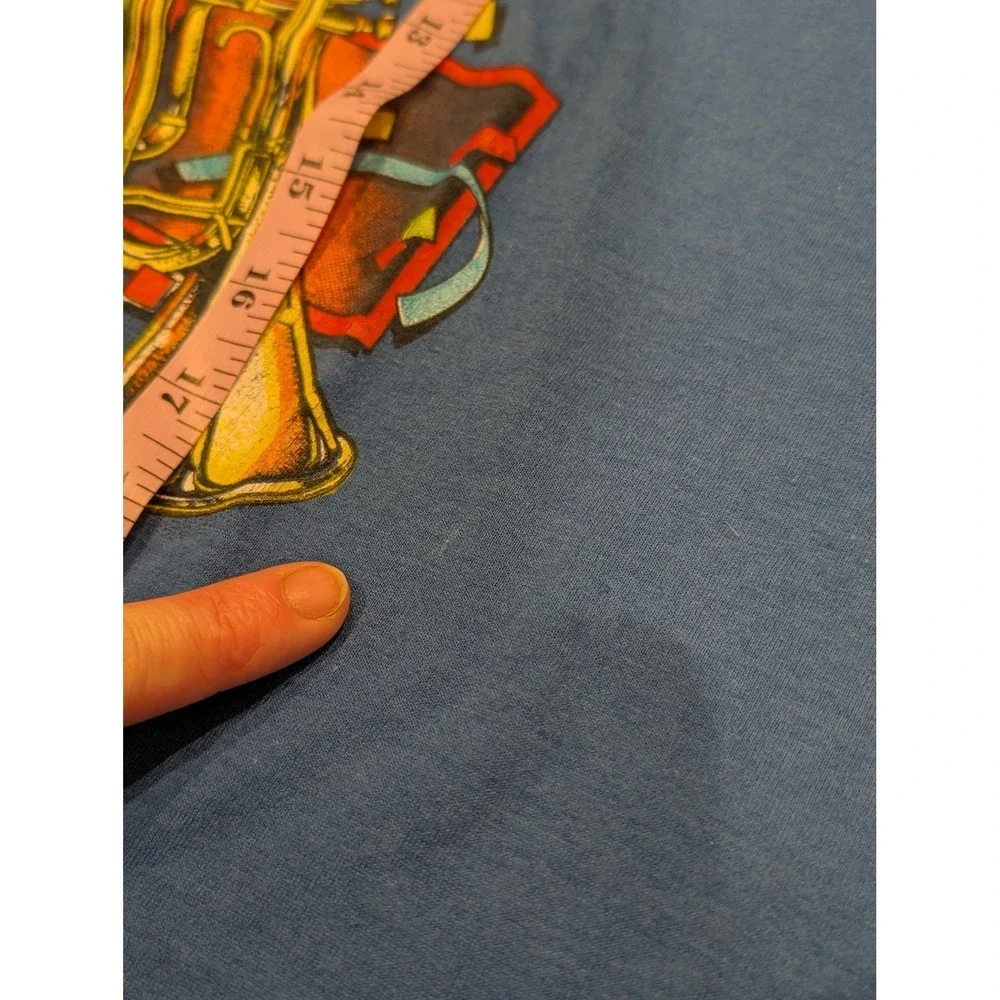 Vintage Mardi Gras Shirt Mens XL Blue Bourbon Street Graphic 50/50 Made USA 90s - Picture 5 of 7